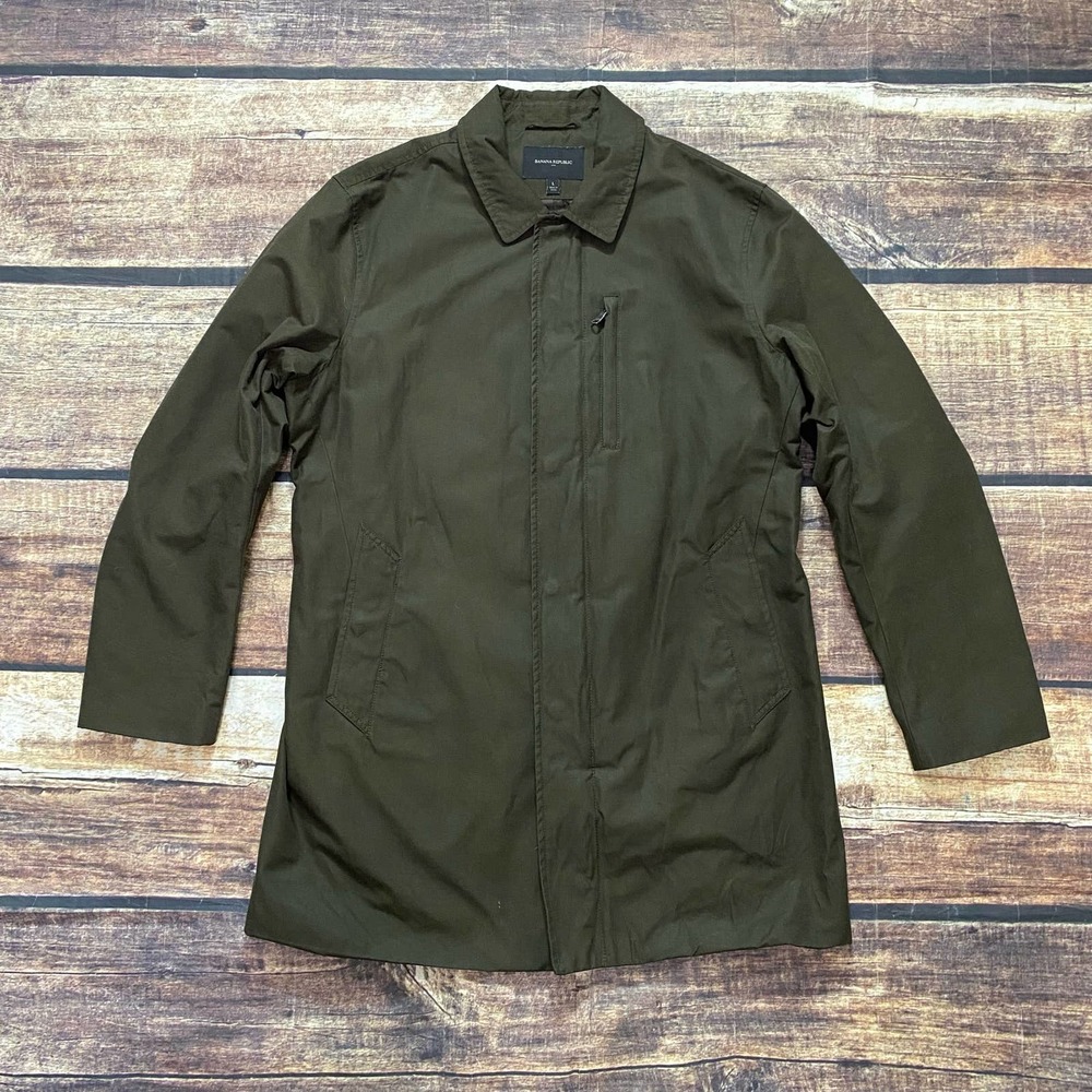 ❌SOLD❌ Banana Republic Cabras Mac Jacket Men's Large Long Fall Zip-Up Coat Green